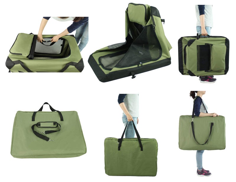 EliteField 3-Door Folding Soft Dog Crate with Carrying Bag and Fleece Bed (2 Year Warranty), Indoor & Outdoor Pet Home (20" L x 14" W x 14" H, Sage Green) - Image 4